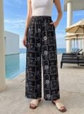  Quần linen dài suông họa tiết 