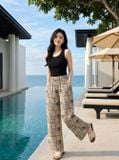  Quần linen dài suông họa tiết 