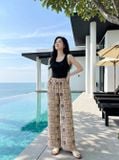  Quần linen dài suông họa tiết 