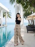  Quần linen dài suông họa tiết 