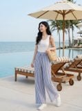  Quần dài suông thô kẻ cạp chun 