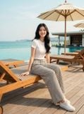  Quần dài suông thô kẻ cạp chun 
