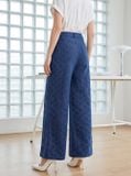  Quần denim dáng suông họa tiết ô trám lấp lánh 
