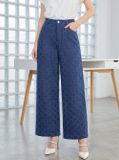  Quần denim dáng suông họa tiết ô trám lấp lánh 