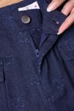  Quần denim suông túi ốp trước sau đính cúc kim loại 