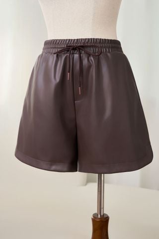 Quần sooc nữ da mềm dáng chữ A cạp chun gấu tôm