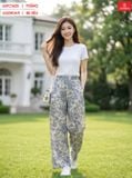  Quần đũi suông dài họa tiết cạp chun 