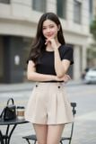  Quần sooc nữ Kaki chéo dáng A xếp ly trước trẻ trung. 