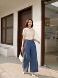  Quần Jean ống suông cạp cao 