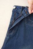 Quần jeans nữ Cardina dáng suông cạp cao mài nhẹ 