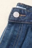 Quần jean nữ Denim dáng suông cạp cao mài nhẹ 