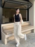  Quần barrel kaki bổ mảnh mix đai 