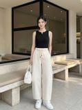  Quần barrel kaki bổ mảnh mix đai 