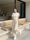  Quần barrel kaki bổ mảnh mix đai 