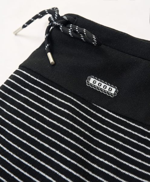  Quần suông cạp phối hông vải Nỉ kẻ ngang ấm áp cạp chun có dây điều chỉnh 