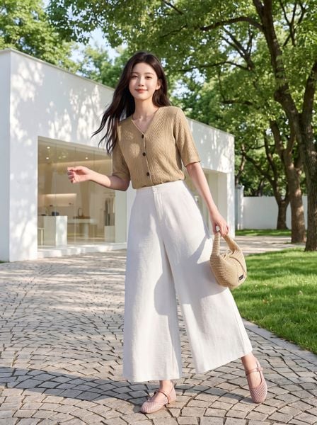  Quần lửng dáng suông túi cơi chéo 