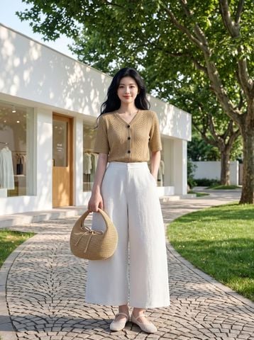 Quần lửng dáng suông túi cơi chéo