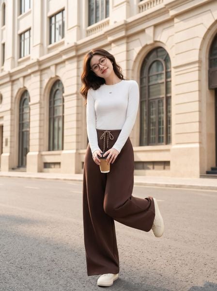  Quần nỉ suông cạp chun luồn dây 