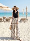  Quần nilen suông dài họa tiết 