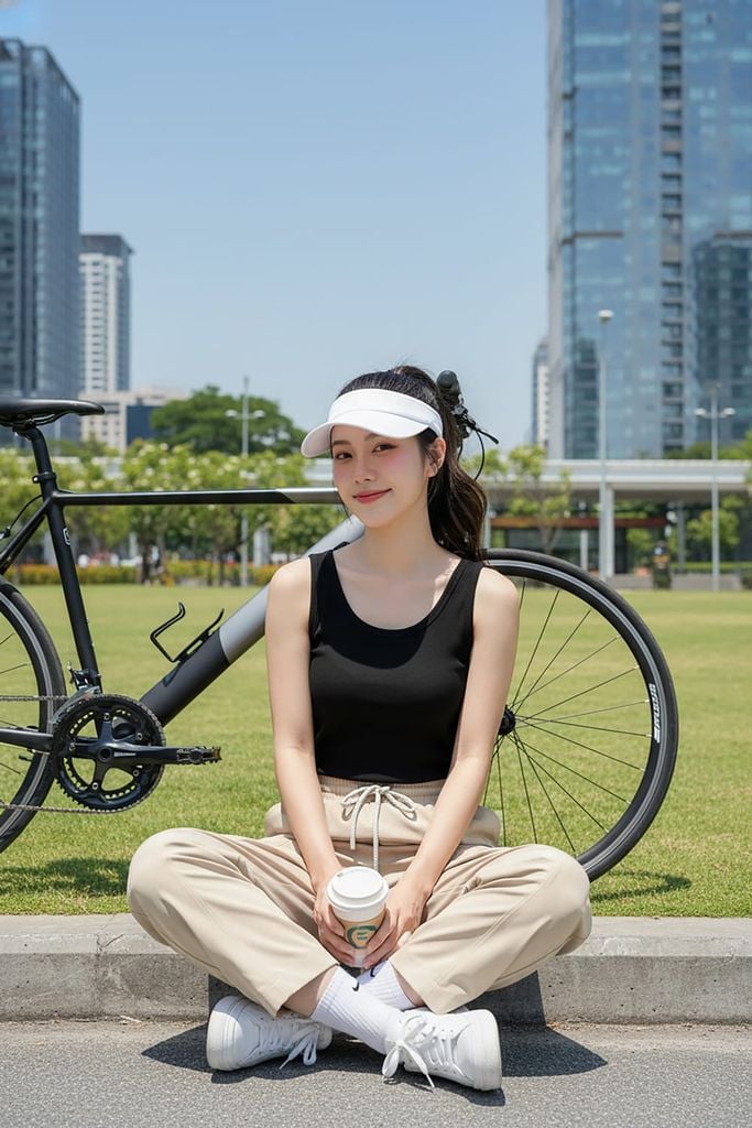  Quần Barrel nữ chất Kaki cạp chun tạo gân trước thanh lịch 