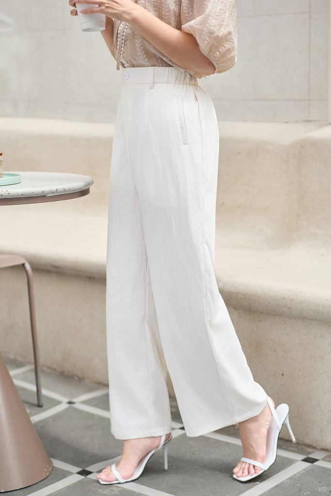  Quần suông cạp cao chun sau chất thô đũi 