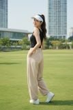  Quần Barrel nữ chất Kaki cạp chun tạo gân trước thanh lịch 