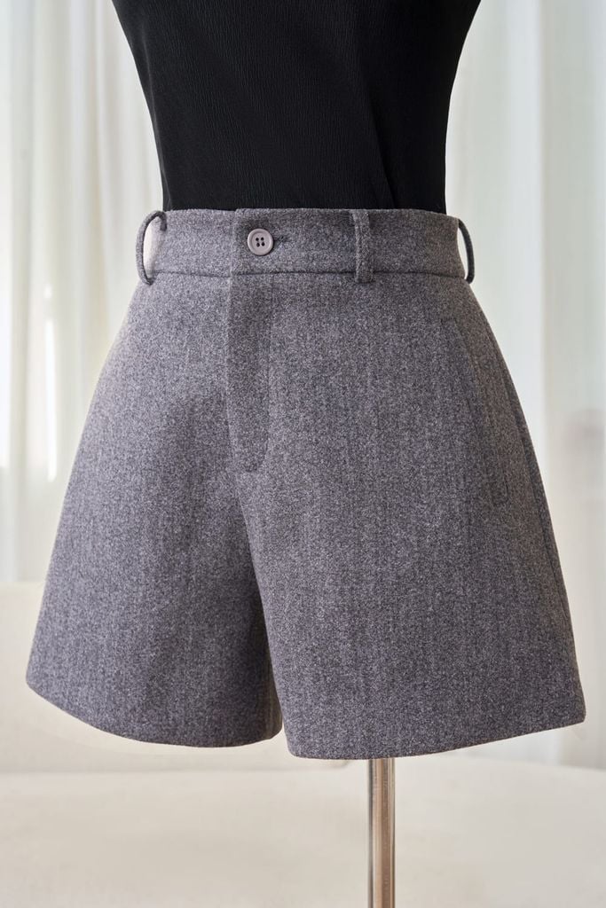  Quần sooc nữ dạ Wooly dáng suông 2 lớp lót Habutai 