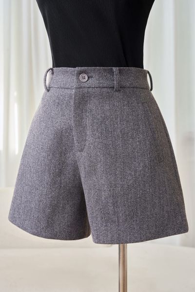  Quần sooc nữ dạ Wooly dáng suông 2 lớp lót Habutai 