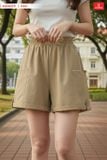  Quần sooc kaki cạp chun gấu lơ vê thiết kế túi rút cá tính 