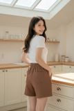  Quần sooc nữ cotton umi cạp chun phối túi hàm ếch 