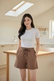  Quần sooc nữ cotton umi cạp chun phối túi hàm ếch 