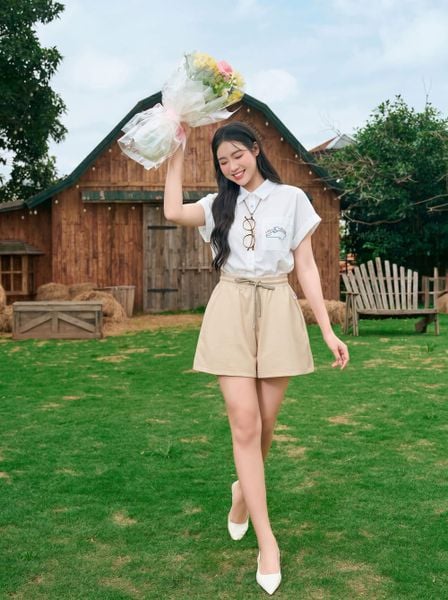  Quần sooc cạp chun giả chân váy 