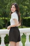  Quần sooc nữ Kaki dáng A cạp chun túi chéo trẻ trung 