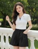  Quần sooc nữ Kaki dáng A cạp chun túi chéo trẻ trung 