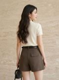  Quần sooc chéo kaki cạp cao dáng A có gân trước 