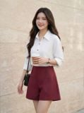  Quần sooc chéo kaki cạp cao dáng A có gân trước 