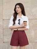  Quần sooc chéo kaki cạp cao dáng A có gân trước 