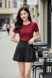  Quần sooc chéo kaki dáng A xếp ly trước 