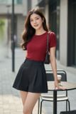  Quần sooc chéo kaki dáng A xếp ly trước 