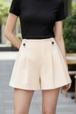  Quần sooc chéo kaki dáng A xếp ly trước 