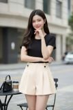  Quần sooc chéo kaki dáng A xếp ly trước 