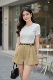  Quần sooc chéo kaki dáng A xếp ly trước 