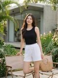  Quần sooc cotton tổ ong dáng A cạp chun có phối 