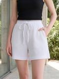  Quần sooc cotton tổ ong dáng A cạp chun có phối 