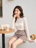  Quần sooc dạ tweed dáng A cạp cao túi chéo 