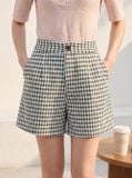  Quần sooc dạ tweed dáng A cạp cao túi chéo 