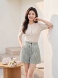  Quần sooc dạ tweed dáng A cạp cao túi chéo 