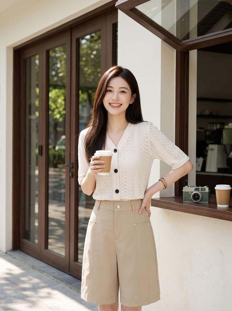  Quần sooc dài chéo hàn bổ gân trang trí 