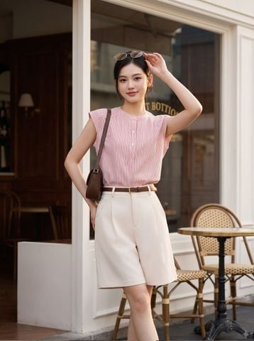 Quần short lửng chéo nhật cạp cao dáng A
