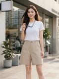  Quần sooc thô lửng cạp cao túi ốp trước 